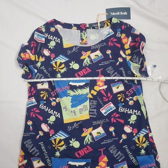 NEW MODCLOTH top‎ delightful demeanor linen short sleeve shirt M - Picture 7 of 11